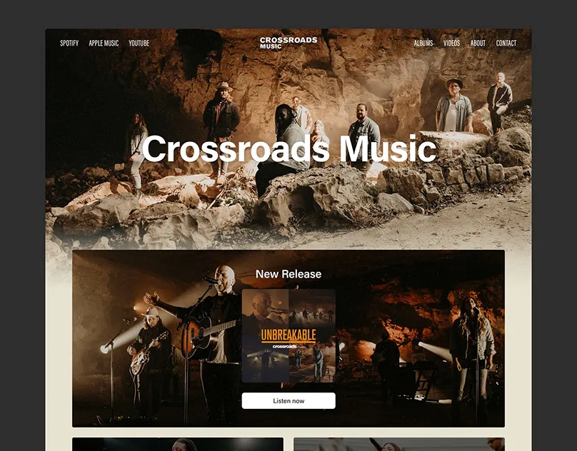 Crossroads Music homepage preview
