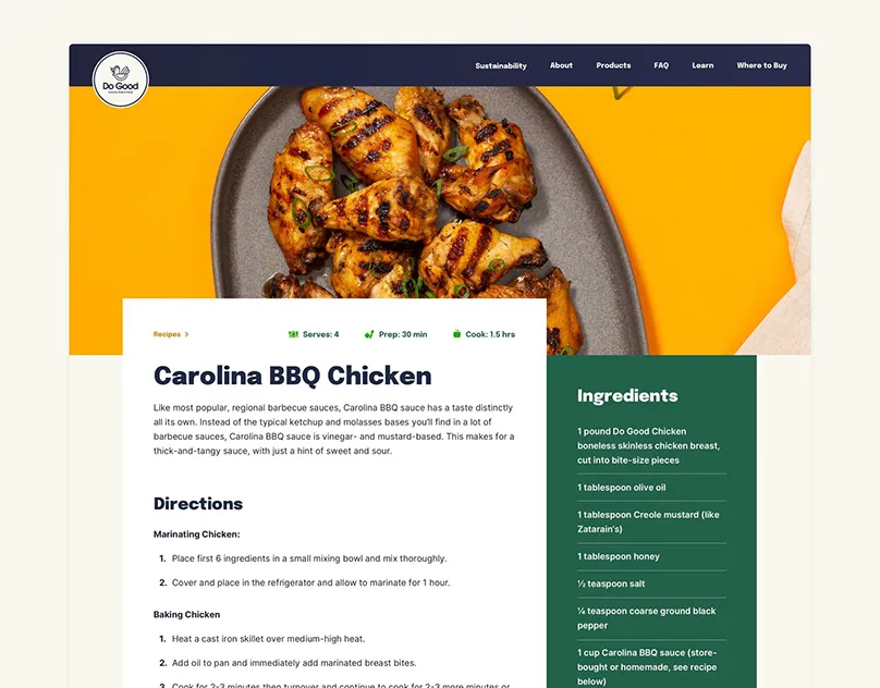 Do Good Chicken recipe page preview