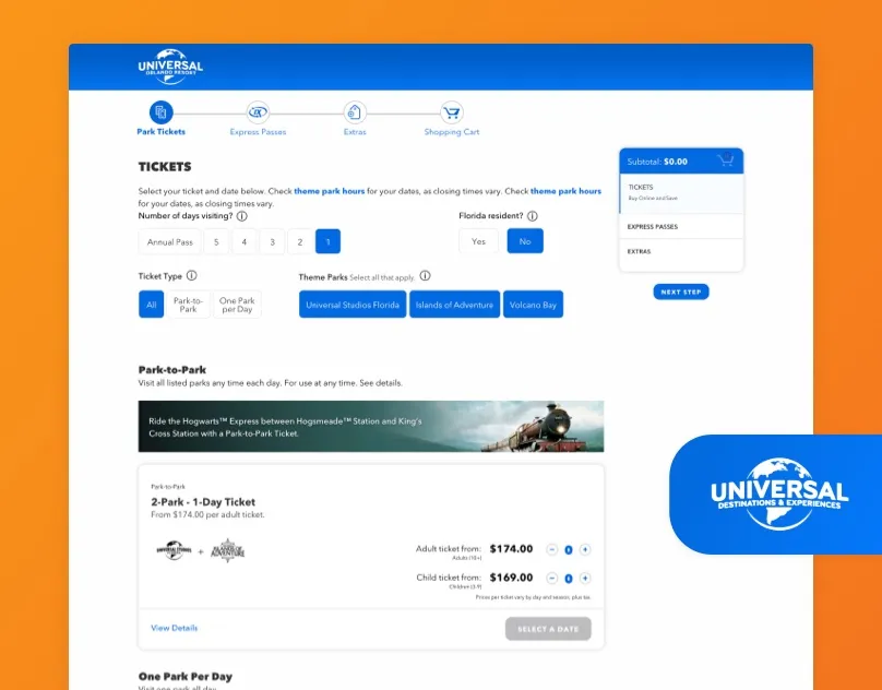 Universal ticket cart enhancement preview