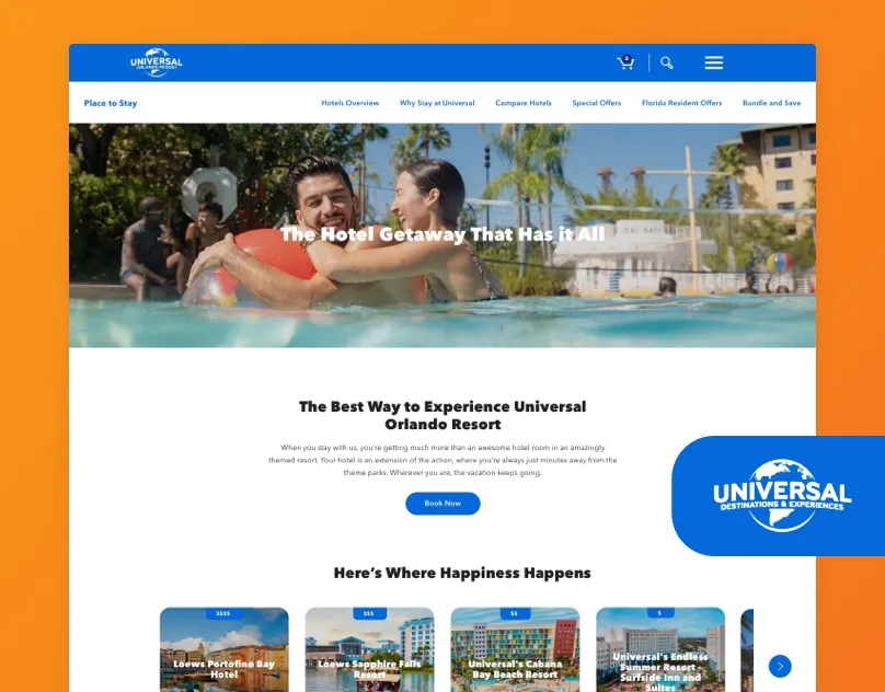 Universal hotel landing page design preview